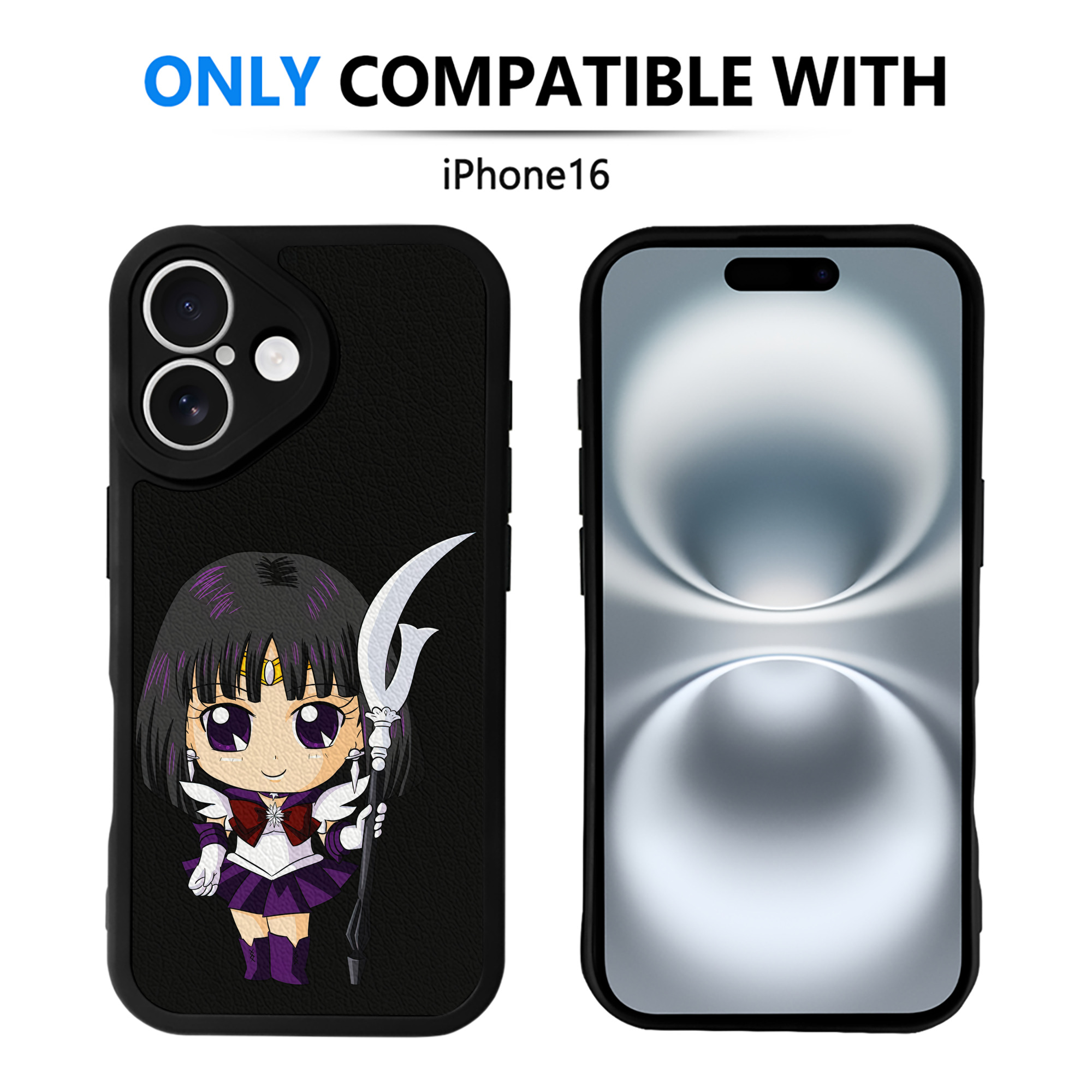 （画像用） 美少女戦士セーラームーン 土萠ほたる Sailor Moon Tomoe Hotaru （セーラーサターン；Sailor Saturn） 【iPhone 16シリーズ対応】シリコンスマホケース（レザー調） 材質：シリコン